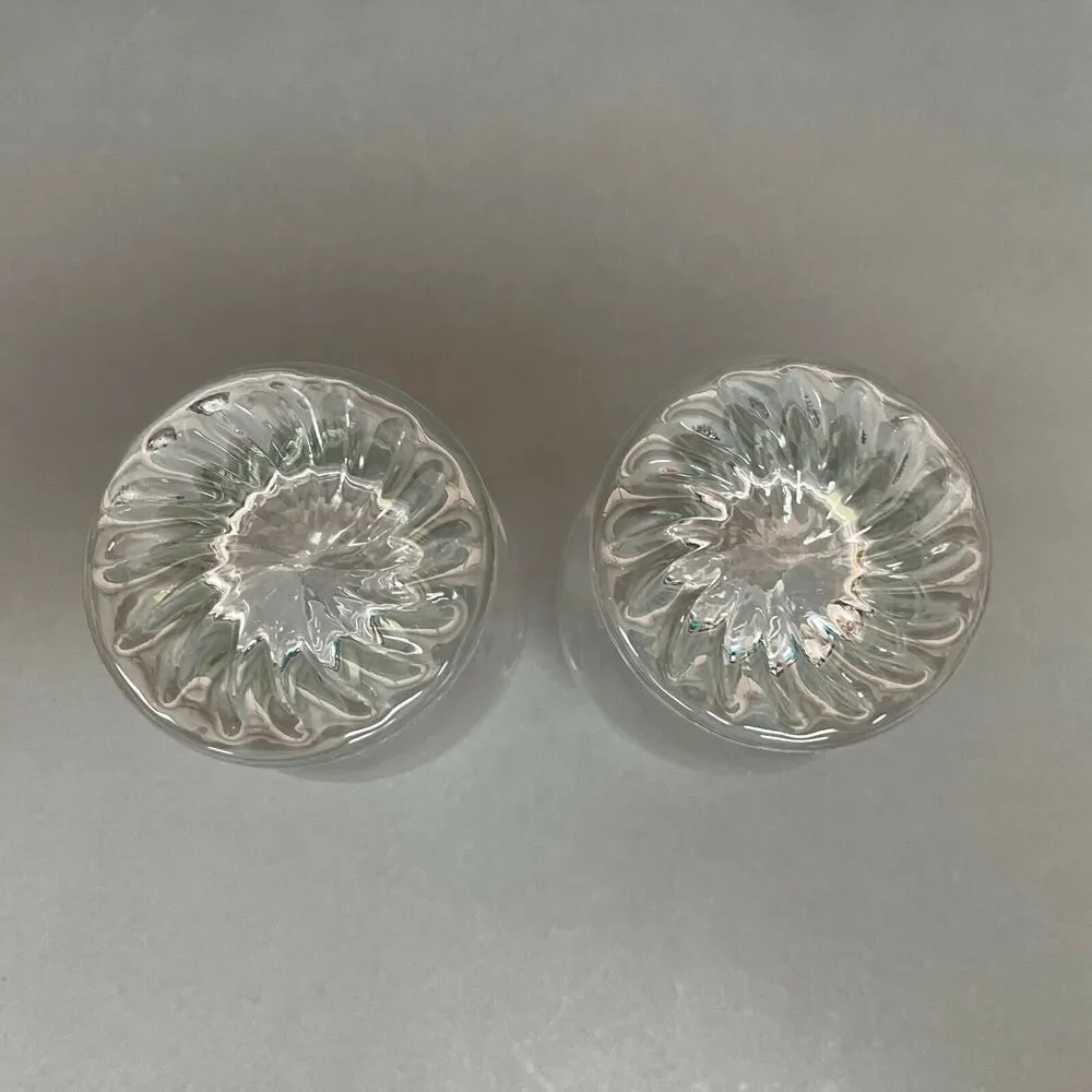 Vintage Highball Clear Glass Glasses Swirl‎ on Heavy Bottom 6 3/8